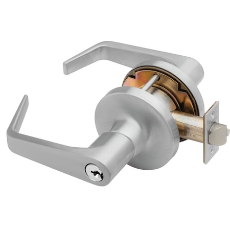 Falcon Grade 1 Office Cylindrical Lock, Key in Lever Cylinder, Dane Lever, Standard Rose, Satin Chrome Fini T521PD D 626